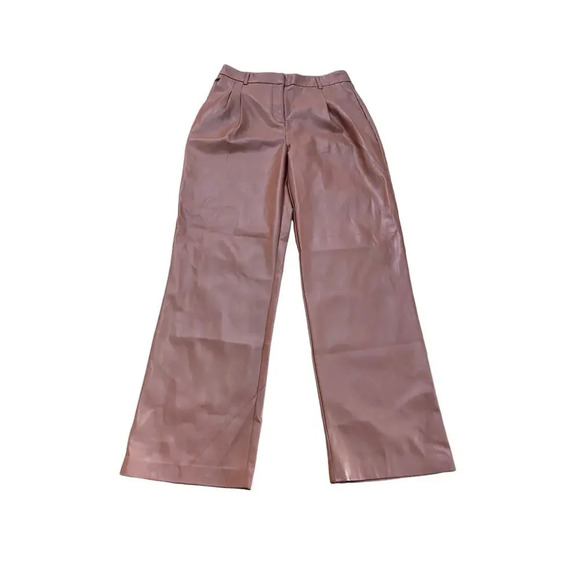 House of Harlow 1960 Brown Vegan Leather Wide Leg High Rise Pant Size 6 - Picture 4 of 4